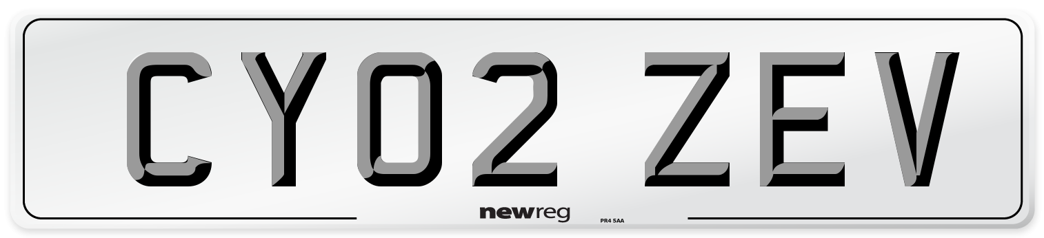 CY02 ZEV Number Plate from New Reg